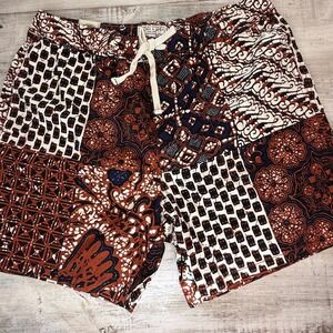 Wallace Barnes New York Men's Patchwork Batik Print Drawstring Shorts Size L NWT